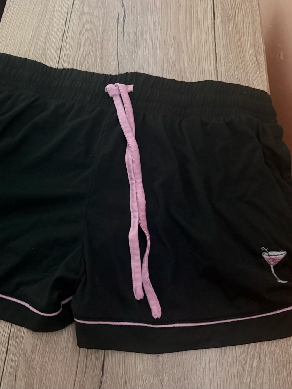 Sincerely Jules Black Athletic Lounge Shorts with Pink Trim